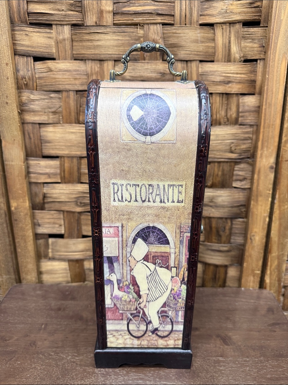 Vintage Style Decorative Wooden Wine Box - Painted Black & Beige